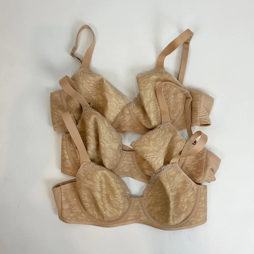 NWOT Soma Enticing Lift Full Coverage Lace Bra Beige 34B Set of 3